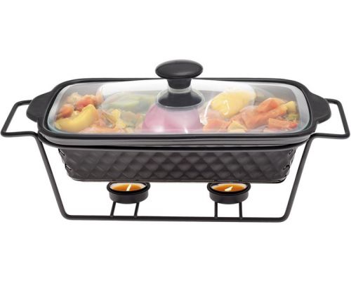 Мармит Kamille Golden Heat керамическая форма 1.1л 30.5х17.5х10.5см с подставкой и подогревом