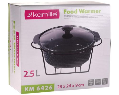 Мармит Kamille Golden Heat керамическая форма 2.4л с подставкой и подогревом
