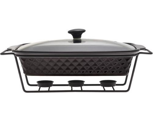 Мармит Kamille Golden Heat керамическая форма 2л 36х21х11см с подставкой и подогревом