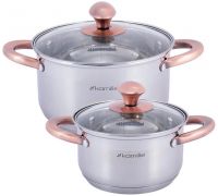Набор 2 кастрюли Kamille Catalin 1.5л, 3л из нержавеющей стали с мерной шкалой