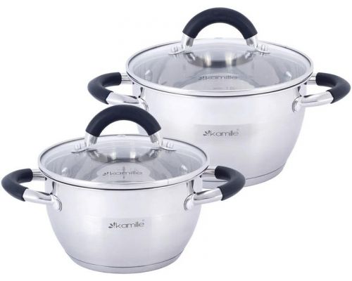 Набір 2 каструлі Kamille Marsaili 1.8л, 2.5л з силіконовими ручками Набір 2 каструлі Kamille Marsaili 1.8л, 2.5л з силіконовими ручками