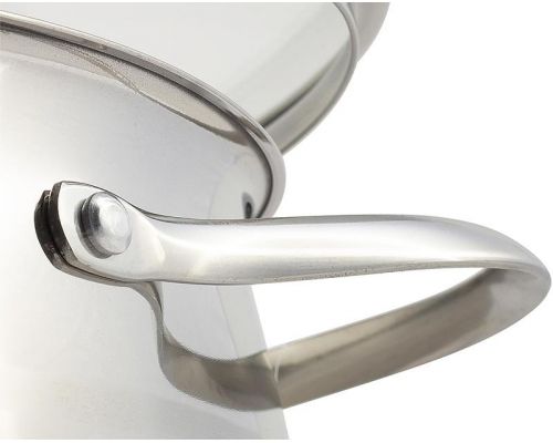 Набір 3 каструлі Kamille Fine Silver Pen 2.1л, 3.7л і 6.1л з нержавіючої сталі зі скляними кришками