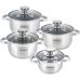 Набір 4 каструлі Ofenbach Casserole із нержавіючої сталі (1.1л, 1.7л, 2.4л, 3.4л) зі скляними кришками