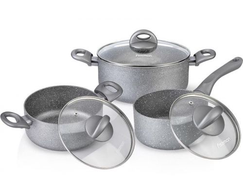 Набор кухонной посуды Fissman MOON STONE 2 кастрюли и ковшик с крышками Набор кухонной посуды Fissman MOON STONE 2 кастрюли и ковшик с крышками