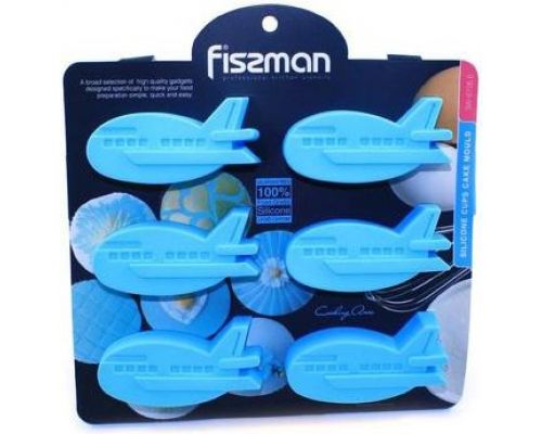 Форма для выпечки Fissman Голубой Самолетик силиконовая 22х20см, 6 ячеек Форма для выпечки Fissman Голубой Самолетик силиконовая 22х20см, 6 ячеек