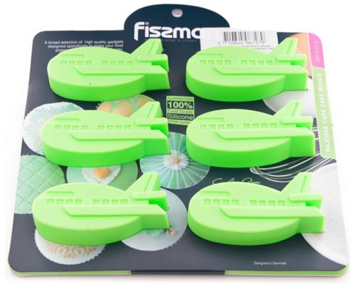 Форма для выпечки Fissman Зеленый Самолетик силиконовая 22х20см, 6 ячеек Форма для выпечки Fissman Зеленый Самолетик силиконовая 22х20см, 6 ячеек