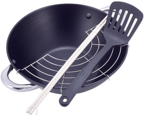 Казан чугунный "Wok" 3.6л, с антипригарным покрытием и аромо-крышкой Казан чугунный "Wok" 3.6л, с антипригарным покрытием и аромо-крышкой