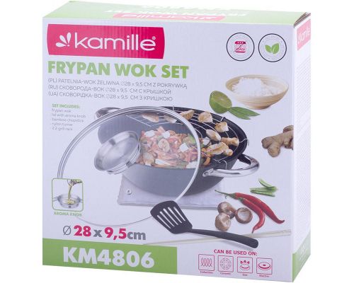 Казан чугунный "Wok" 3.6л, с антипригарным покрытием и аромо-крышкой Казан чугунный "Wok" 3.6л, с антипригарным покрытием и аромо-крышкой