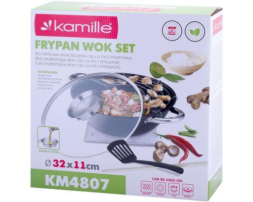 Казан чугунный "Wok" 4.5л, с антипригарным покрытием и аромо-крышкой Казан чугунный "Wok" 4.5л, с антипригарным покрытием и аромо-крышкой