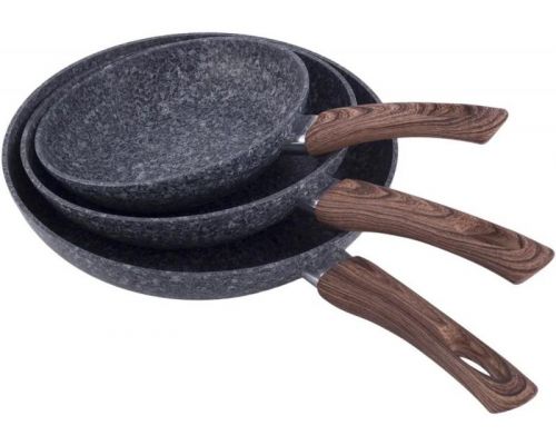 Набор 3 сковороды Kamille Grey Marble Ø20см, Ø24см, Ø28см, индукционные с антипригарным покрытием Набор 3 сковороды Kamille Grey Marble Ø20см, Ø24см, Ø28см, индукционные с антипригарным покрытием