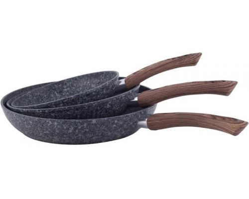 Набор 3 сковороды Kamille Grey Marble Ø20см, Ø24см, Ø28см, индукционные с антипригарным покрытием Набор 3 сковороды Kamille Grey Marble Ø20см, Ø24см, Ø28см, индукционные с антипригарным покрытием