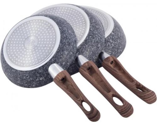 Набор 3 сковороды Kamille Grey Marble Ø20см, Ø24см, Ø28см, индукционные с антипригарным покрытием Набор 3 сковороды Kamille Grey Marble Ø20см, Ø24см, Ø28см, индукционные с антипригарным покрытием