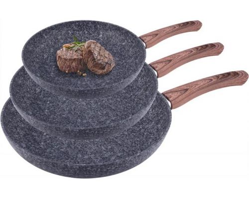 Набор 3 сковороды Kamille Grey Marble Ø20см, Ø24см, Ø28см, индукционные с антипригарным покрытием Набор 3 сковороды Kamille Grey Marble Ø20см, Ø24см, Ø28см, индукционные с антипригарным покрытием