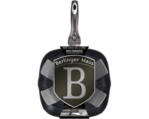 Сковорода-гриль Berlinger Haus Carbon 28х28см, мраморное антипригарное покрытие Сковорода-гриль Berlinger Haus Carbon 28х28см, мраморное антипригарное покрытие