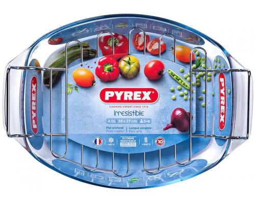 Форма для випічки з решіткою Pyrex Irresistible 39х27х7см, жароміцне скло Форма для випічки з решіткою Pyrex Irresistible 39х27х7см, жароміцне скло