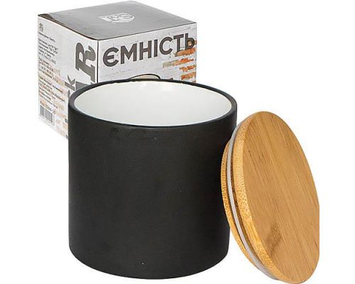 Банка "Black" для сыпучих продуктов, черная керамика Банка "Black" для сыпучих продуктов, черная керамика
