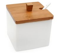 Банка Ceram-Bamboo 600мл для сахара, соли или специй, квадратная