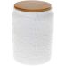 Банка Ceram-Bamboo для сыпучих продуктов 1.1л, белая матовая керамика с бамбуковой крышкой