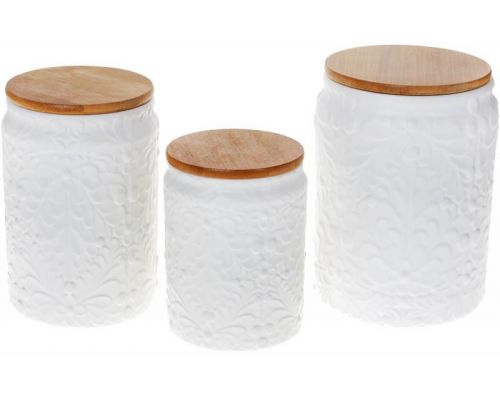 Банка Ceram-Bamboo для сыпучих продуктов 1.1л, белая матовая керамика с бамбуковой крышкой Банка Ceram-Bamboo для сыпучих продуктов 1.1л, белая матовая керамика с бамбуковой крышкой
