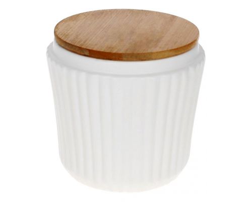 Банка Ceram-Bamboo для сыпучих продуктов 450мл, белая матовая керамика с бамбуковой крышкой Банка Ceram-Bamboo для сыпучих продуктов 450мл, белая матовая керамика с бамбуковой крышкой