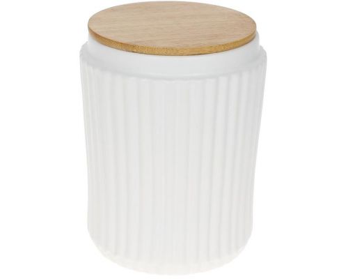 Банка Ceram-Bamboo для сыпучих продуктов 730мл, белая матовая керамика с бамбуковой крышкой Банка Ceram-Bamboo для сыпучих продуктов 730мл, белая матовая керамика с бамбуковой крышкой