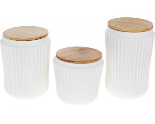 Банка Ceram-Bamboo для сыпучих продуктов 730мл, белая матовая керамика с бамбуковой крышкой Банка Ceram-Bamboo для сыпучих продуктов 730мл, белая матовая керамика с бамбуковой крышкой