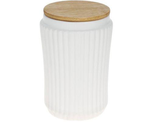 Банка Ceram-Bamboo для сыпучих продуктов 880мл, белая матовая керамика с бамбуковой крышкой Банка Ceram-Bamboo для сыпучих продуктов 880мл, белая матовая керамика с бамбуковой крышкой
