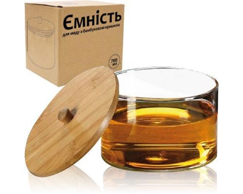 Банка для меда с бамбуковой крышкой "Honey" 700мл Банка для меда с бамбуковой крышкой "Honey" 700мл