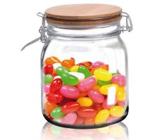Банка для продуктов "Funny" 1.2л стеклянная с бамбуковой крышкой