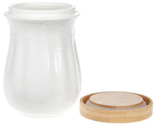 Банка фарфоровая Ceram Bamboo "Кружево" 800мл с бамбуковой крышкой Банка фарфоровая Ceram Bamboo "Кружево" 800мл с бамбуковой крышкой
