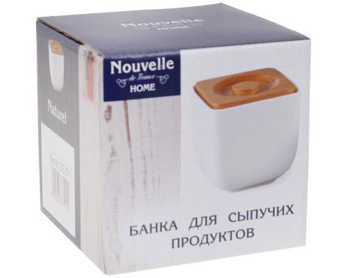 Банка фарфоровая Nouvelle Home Квадрат 800мл с бамбуковой крышкой Банка фарфоровая Nouvelle Home Квадрат 800мл с бамбуковой крышкой