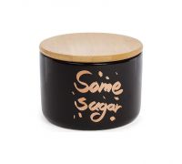Банка фарфоровая "Some sugar" 400мл с бамбуковой крышкой, черная