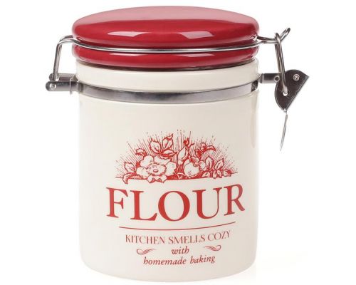 Банка керамическая "Английский Шиповник FLOUR" 600мл с металлической затяжкой Банка керамическая "Английский Шиповник FLOUR" 600мл с металлической затяжкой