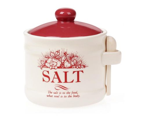 Банка керамічна "Англійська Шипшина SALT" 450мл з дерев'яною ложкою Банка керамічна "Англійська Шипшина SALT" 450мл з дерев'яною ложкою