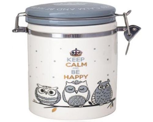Банка керамическая Be Happy «Совушки» 500мл, крышка с защелкой Банка керамическая Be Happy «Совушки» 500мл, крышка с защелкой