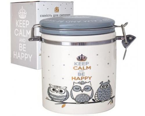 Банка керамическая Be Happy «Совушки» 500мл, крышка с защелкой Банка керамическая Be Happy «Совушки» 500мл, крышка с защелкой