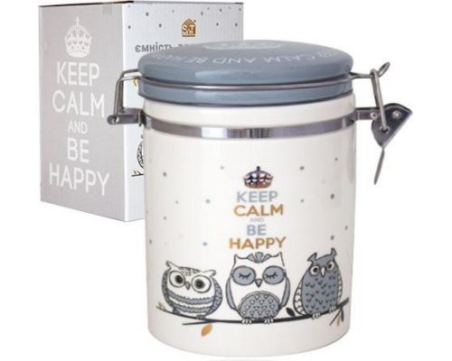 Банка керамическая Be Happy «Совушки» 700мл, крышка с защелкой Банка керамическая Be Happy «Совушки» 700мл, крышка с защелкой