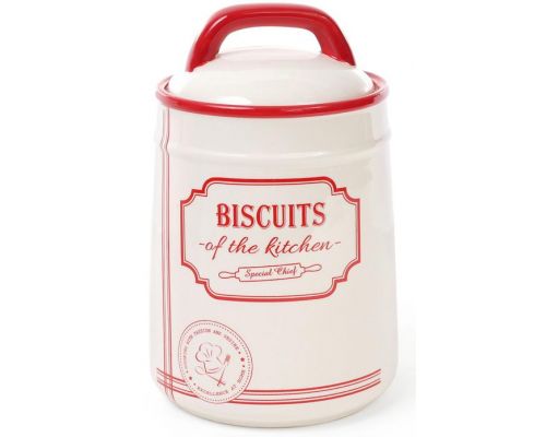 Банка керамическая Red&Blue BISCUITS 1250мл, для печенья, красная Банка керамическая Red&Blue BISCUITS 1250мл, для печенья, красная