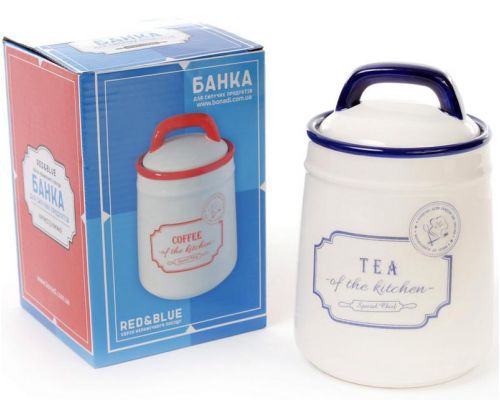 Банка керамическая Red&Blue TEA 800мл, синяя Банка керамическая Red&Blue TEA 800мл, синяя
