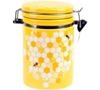 Банка керамическая "Sweet Honey" 650мл для сыпучих продуктов с металлической затяжкой, желтый