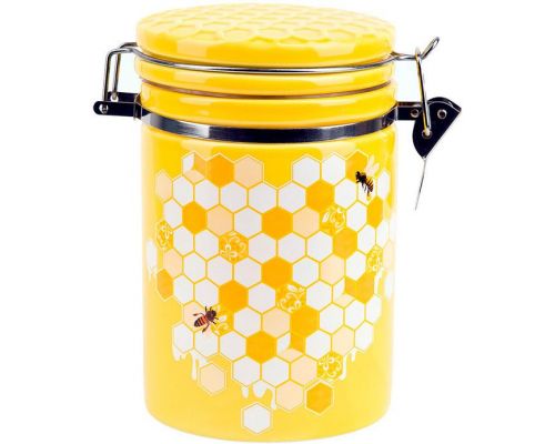 Банка керамическая "Sweet Honey" 650мл для сыпучих продуктов с металлической затяжкой, желтый Банка керамическая "Sweet Honey" 650мл для сыпучих продуктов с металлической затяжкой, желтый