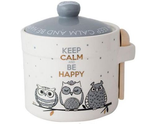 Банка-медовница керамическая Be Happy «Совушки» 420мл Банка-медовница керамическая Be Happy «Совушки» 420мл