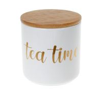 Банка Merceyl "Tea Time" 550мл керамическая с бамбуковой крышкой, белая