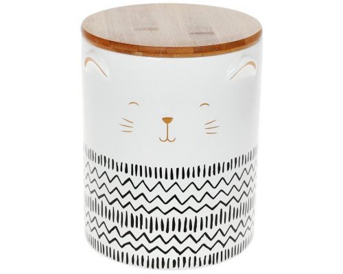 Банка "The Cat" для сыпучих продуктов 1200мл, белая керамика Банка "The Cat" для сыпучих продуктов 1200мл, белая керамика