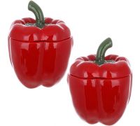 Набір 2 керамічні банки "Pepper" 550мл для сипучих продуктів, червоний перець