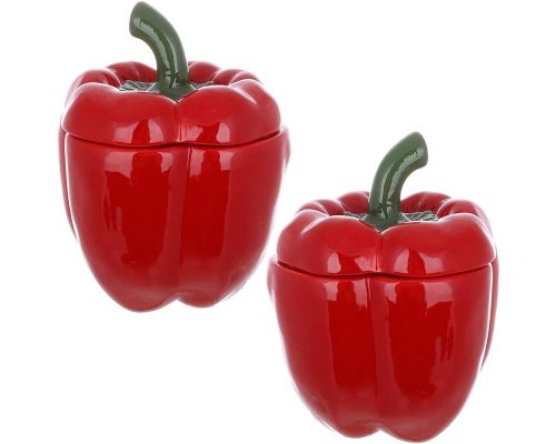 Набір 2 керамічні банки "Pepper" 550мл для сипучих продуктів, червоний перець
