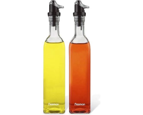 Набор 2 стеклянные бутылки Fissman Clear для масла и уксуса 2х500мл, крышка с дозатором Набор 2 стеклянные бутылки Fissman Clear для масла и уксуса 2х500мл, крышка с дозатором
