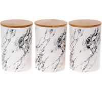 Набор 3 банки Merceyl "Marble" 650мл керамические с бамбуковыми крышками