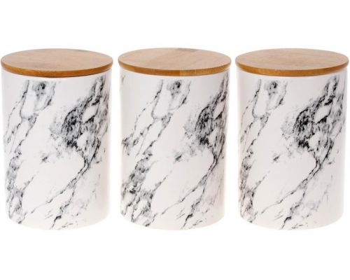 Набор 3 банки Merceyl "Marble" 650мл керамические с бамбуковыми крышками Набор 3 банки Merceyl "Marble" 650мл керамические с бамбуковыми крышками