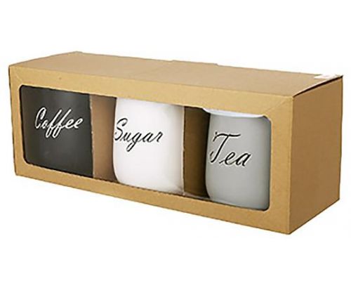 Набор 3 банки Merceyl "Sugar, Tea, Coffee" по 1000мл, керамика с деревянными крышками